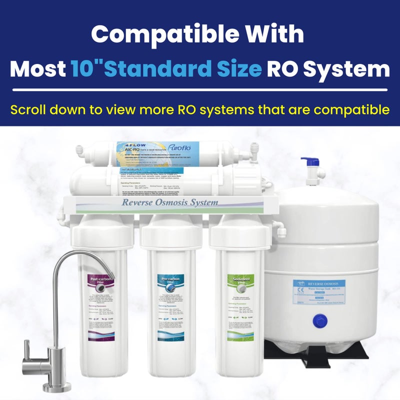 Puroflo ERO 5 pc Reverse Osmosis Filters Yearly Set, 5 Stage Reverse Osmosis Water Filter, Under Sink RO Water Filtration System Kit, Compatible with Most 10" RO System, Water Filter Wrench Included - Image 4